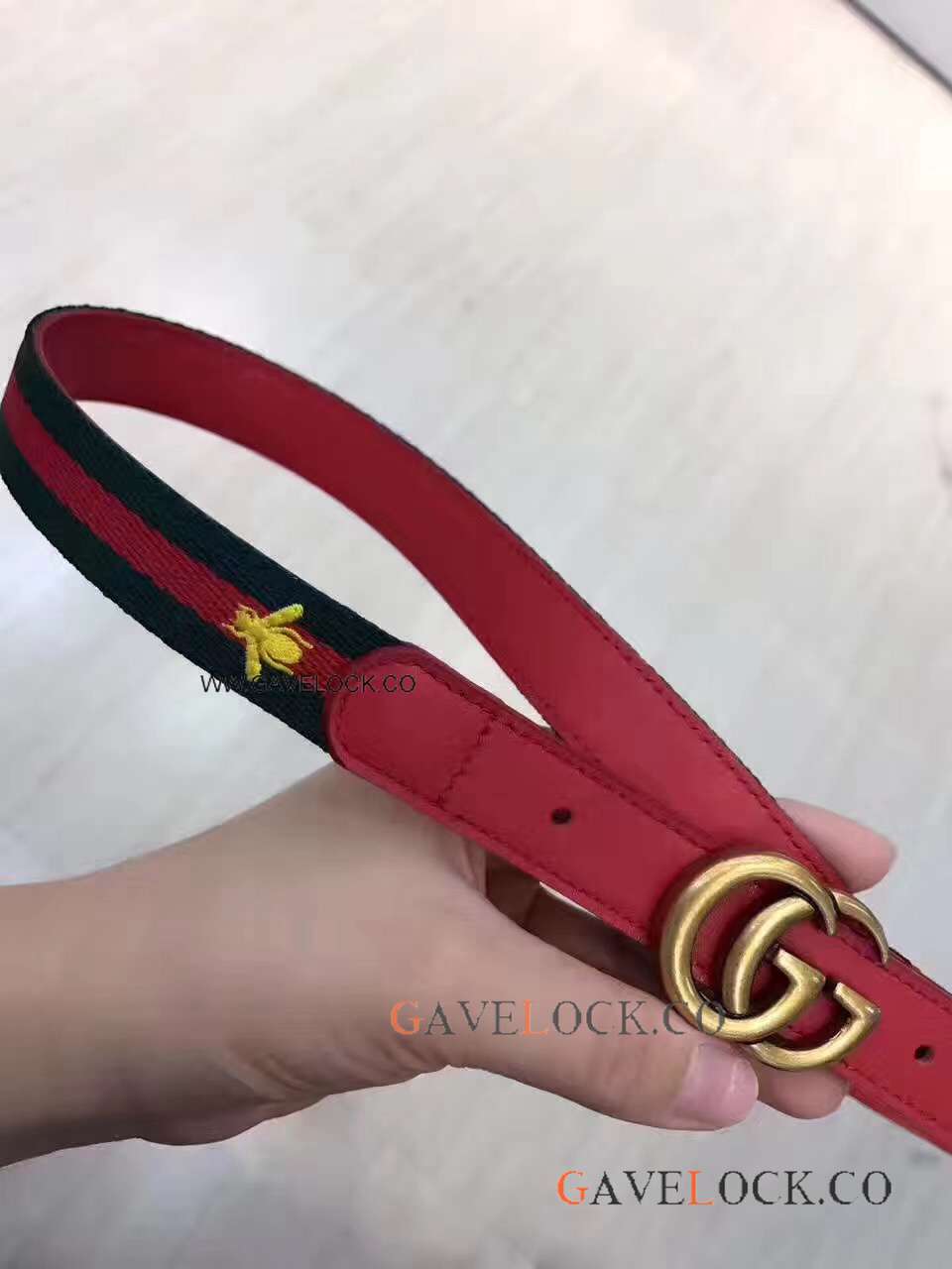 Classic Tri color belt Replica - Green+Red+Green+Bee Mens Belt